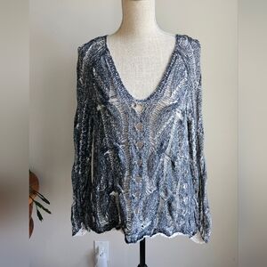 Free People Black and White Knit Sweater